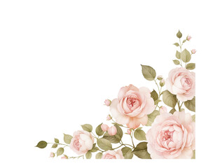 Fototapeta premium Watercolor Dusty Pink Rose Floral, Luxury Frames Borders Wreaths PNG, Geometric Flower Frames