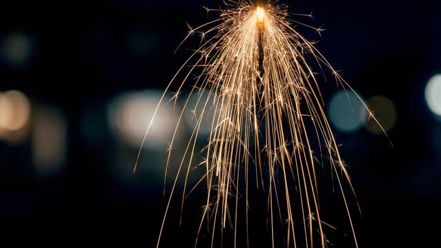Senko hanabi sparkler cascading golden sparks in summer darkness