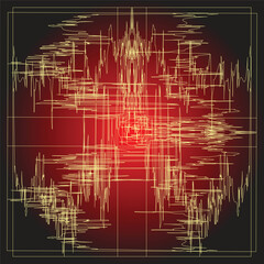 Obraz premium Futuristic data visualization sphere with dynamic frequency patterns and noise