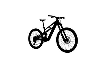 Fototapeta premium Modern Mountain Bike Silhouette - Minimalist Black Icon on White