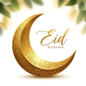 Eid ul adha mubarak golden crescent moon celebrating the festival of sacrifice