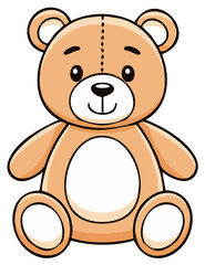 Obraz premium Cartoon teddy bear illustration. Plush toy smiling and sitting down.