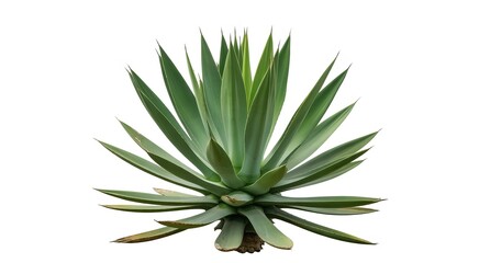 Fototapeta premium A mature green agave plant with sharp pointed leaves on a white background succulent