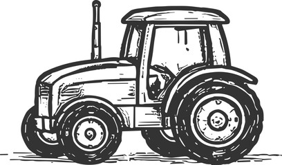 Obraz premium Vintage tractor illustration with a rustic, hand-drawn sketch style