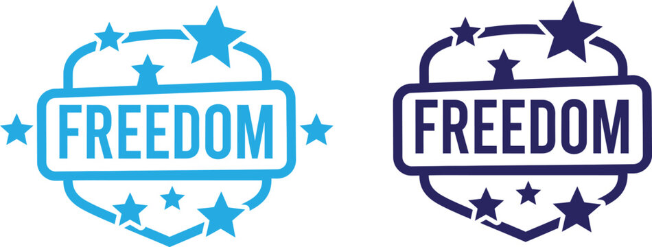 Celebrating independence day vibrant 'freedom' badges with stars patriotic american holiday graphics