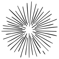 Obraz premium Hand Drawn Starburst Design Element Sunburst Sparkle Explosion Radiating Lines