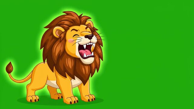 Cartoon Lion Sprite Sheet for Game Animation on Green Background