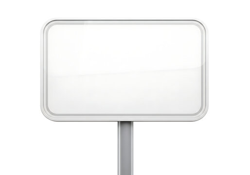 Blank white sign on a pole with rounded corners information template advertising notification background isolated promotional