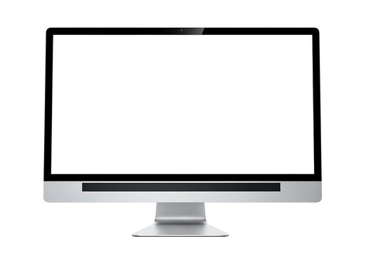 Modern desktop computer monitor with a blank white screen isolated on a white background computer technology isolated business equipment template professional electronic hardware interface