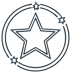 Obraz premium Outline of a large star surrounded by a circle and smaller stars, representing success and achievement