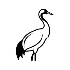 Fototapeta premium black and white line art illustration of stylized standing stork bird