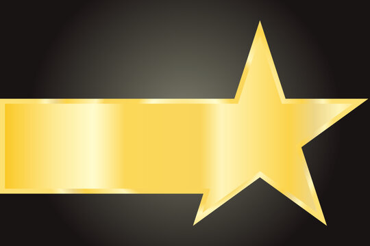 Golden star with rectangle trail on dark background, vector illustration.