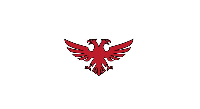 Red Double Headed Eagle Heraldic Symbol on White Background
