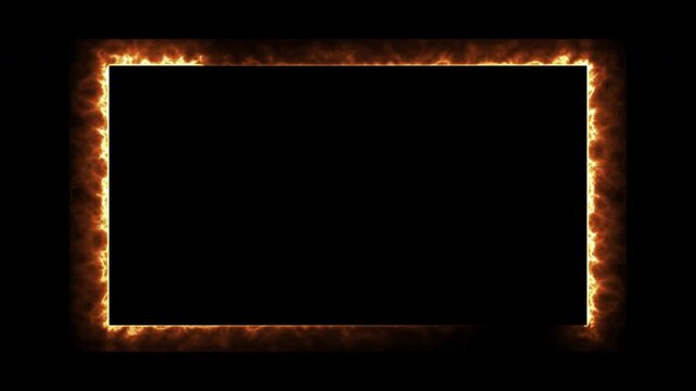 Fire neon light rectangle frame loop animated background. Glowing neon square rectangle picture frame icon animation. .4k video .