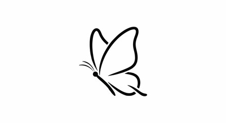 Obraz premium Minimalist black butterfly silhouette with elegant wing curves on white