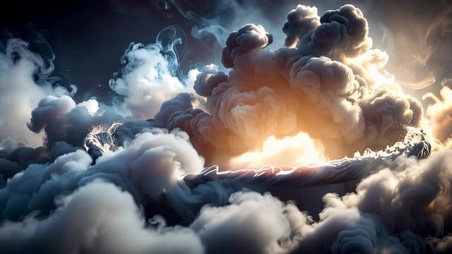 Epic Clouds: A dramatic display of swirling, billowing clouds, their forms illuminated by a celestial glow, create a mesmerizing panorama.