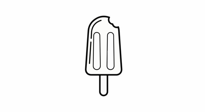 Line art icon of a partially eaten popsicle on a stick