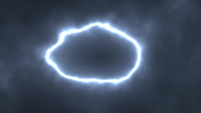 Glowing electric plasma circle portal with swirling smoke energy