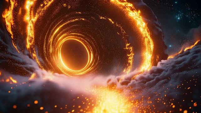 Cosmic Portal: A mesmerizing, abstract visualization of a cosmic phenomenon, where swirling celestial energy creates a vortex of light and darkness.