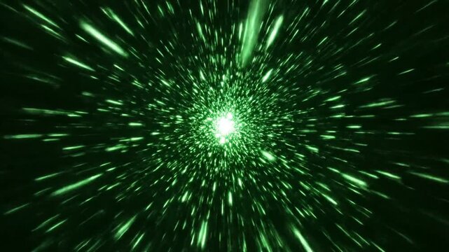 Green light speed travel through space.