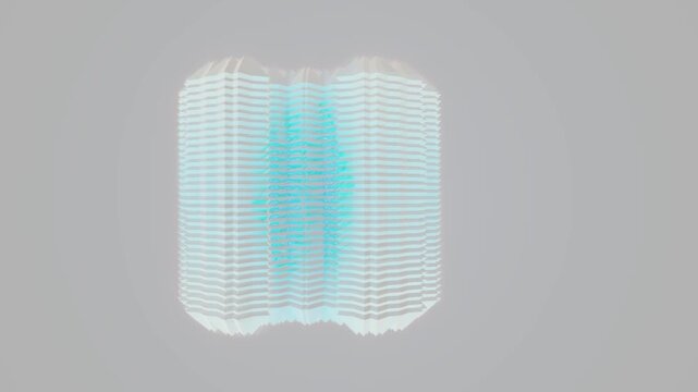 Abstract rotating 3d geometric structure with glowing cyan core