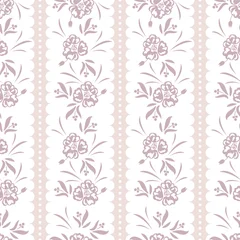Flower pattern muted rose pink stripes on white background with garden flowers. Farmhouse spring colors backdrop © YoPixArt