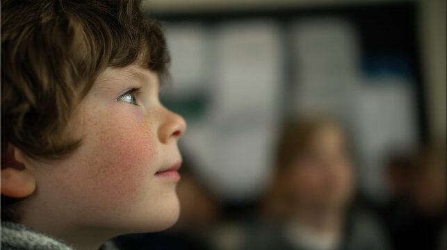 Medium shot of a learner intently watching their reflection for correct consonant sounds main subject crisp against an outoffocus environment.