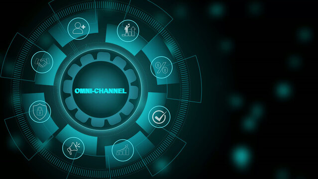 Omni-channel concept icons set infographic background. Types of Omni channel. 3d Motion graphics of technology icon interface background