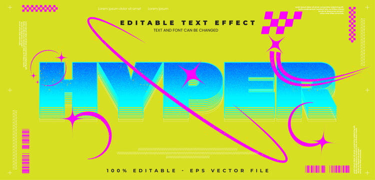 Hyper editable text effect in modern trend style