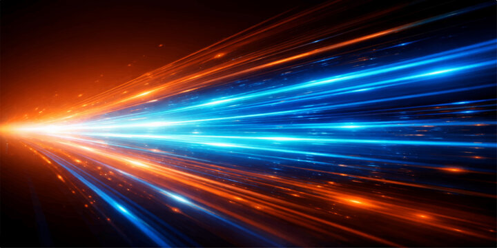 Abstract background with glowing colorful waves and futuristic light lines creates a bright motion design pattern of fast energy and speed in a technology space backdrop