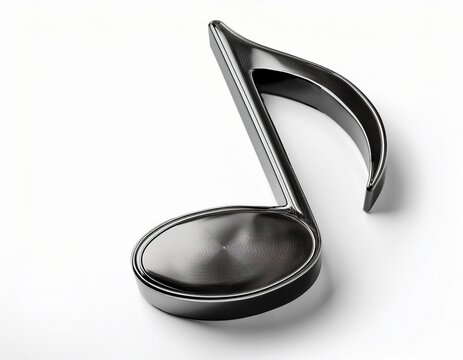 single eighth note quaver isolated against a stark white backdrop poised as the focal subject in a high quality stock photograph emphasized by defined bold lines musically perfect clarity