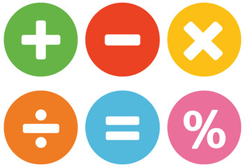 Obraz premium Calculator vector key isolated on white background, addition and subtraction mathematical symbols icon, calculator math pictogram for education, finance, accounting and digital interface design.