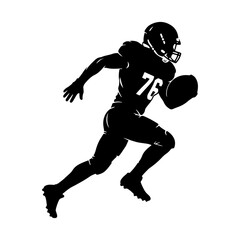 Silhouette of an american football player running with the ball black & white illustration © ZamStock
