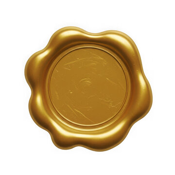 Golden seal of authenticity isolated on transparent background