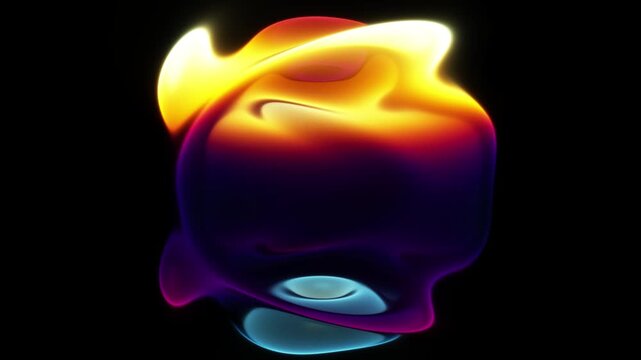 Abstract liquid fluid motion with glowing vibrant gradient colors on black background