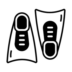 A glyph style icon showing flippers © Prosymbols