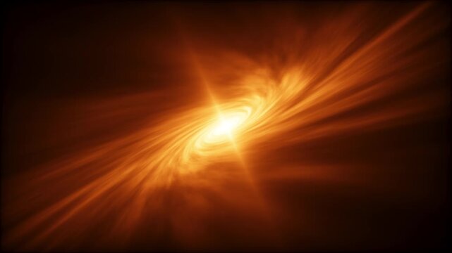 Abstract cosmic galaxy swirl with golden glowing light particles