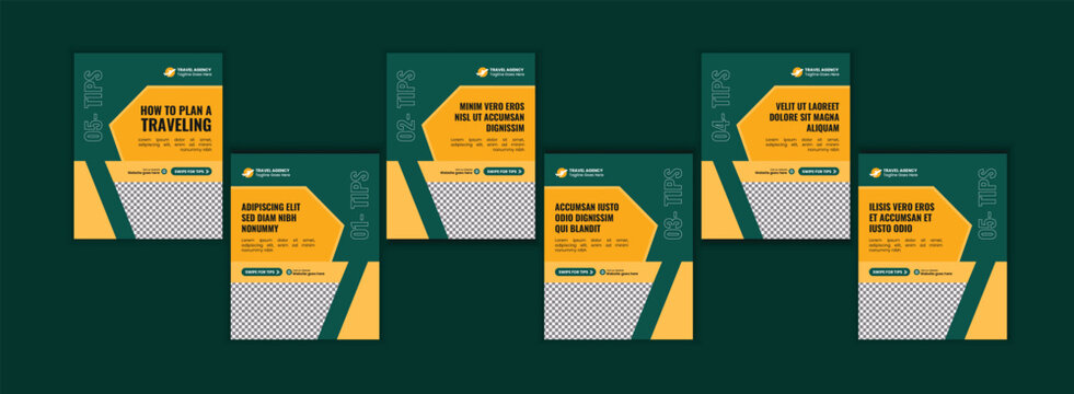 Travel Tips Social Media Carousel Post Design Template for Modern Vacation Branding and Tourism