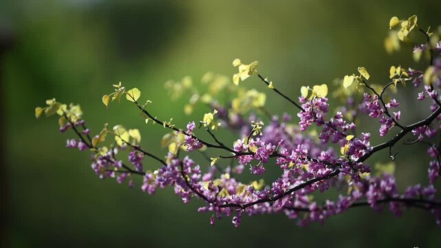 A vibrant display of Eastern redbud trees in full spring bloom in Washington, DC