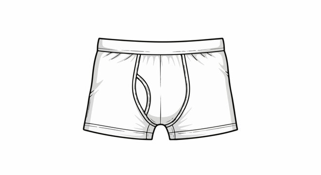 Outline drawing of men's boxer briefs with a fly opening