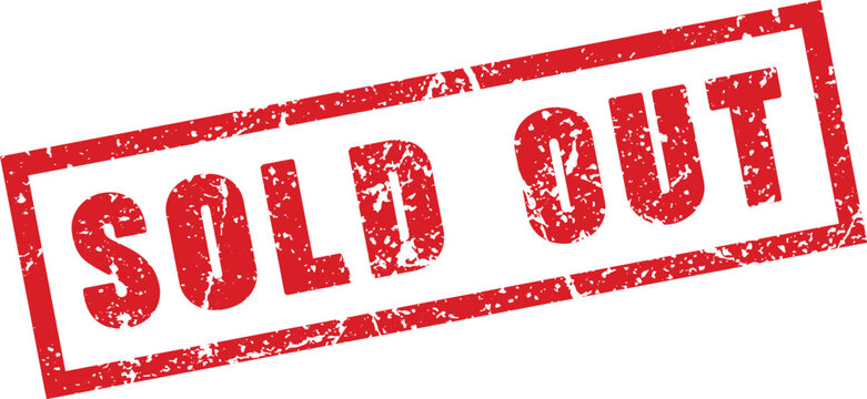 Sold out rubber stamp with red grunge texture. Vector illustration.