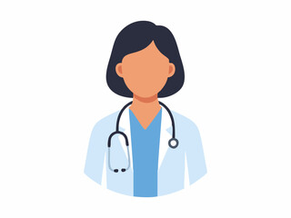 Fototapeta premium Flat vector illustration of a female doctor avatar on a white background