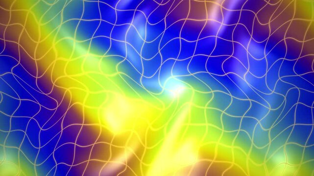 Abstract background of liquid motion with glowing grid overlay