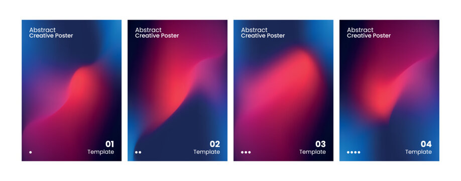 Abstract creative poster set with gradient fluid liquid wave shapes.