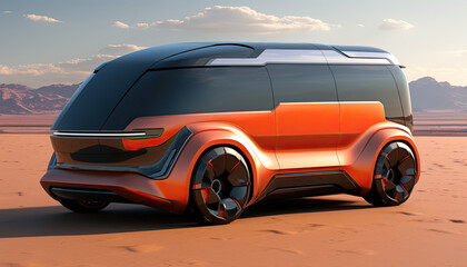 Obraz premium Futuristic minivan truck prototype with contemporary design.