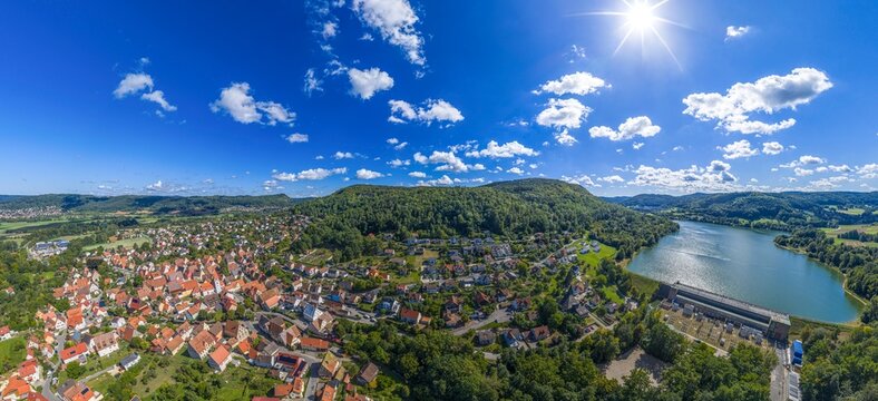 Die Gemeinde Happurg in der Hersbrucker Schweiz im Kreis N&uuml;rnberger Land von oben