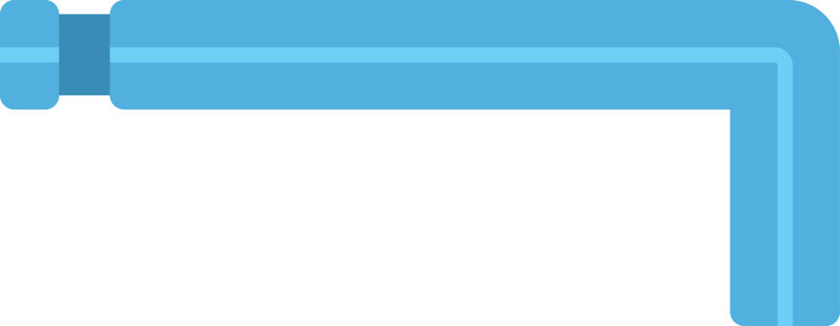 Minimalist blue illustration of an angled metal hex key wrench isolated on white background