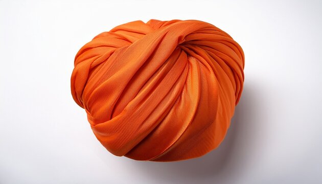 Vibrant Orange Sikh Turban Elegantly Wrapped And Isolated On A Pristine White Background