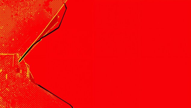 Bold red abstract background featuring halftone dot texture and dynamic geometric shapes in a pop art style. High-contrast vibrant design ideal for posters, comic themes, marketing visuals, banners, a