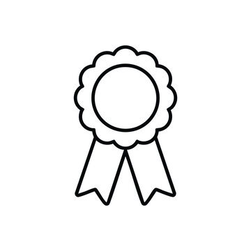Black and white circus award ribbon outline vector illustration for entertainment and festival prizes